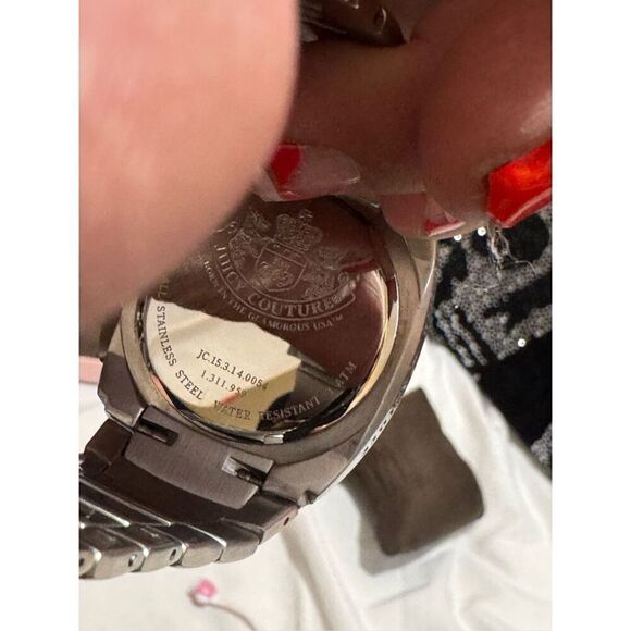 Vintage y2k OG Juicy Couture stainless steel band cronograph crown charm watch i - Picture 3 of 8